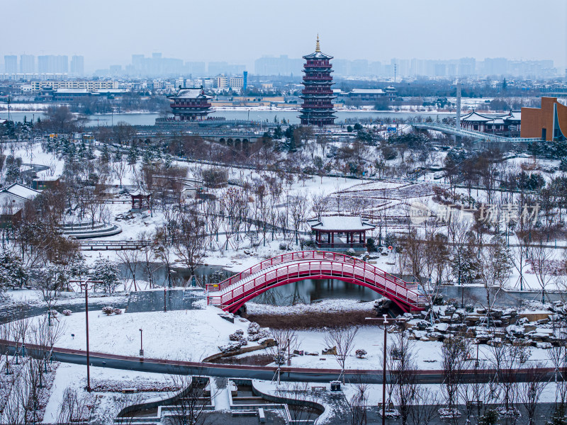 洛阳朱樱塔雪景