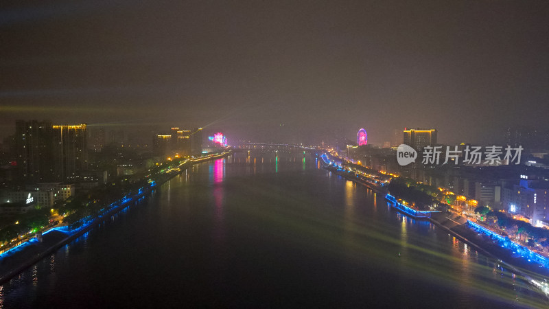 衡阳湘江两岸夜景航拍图