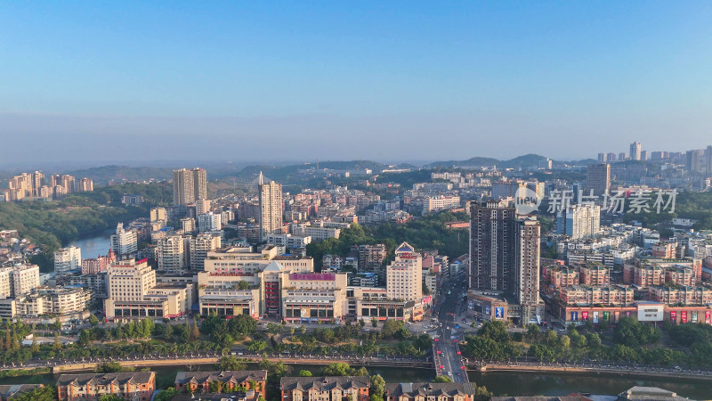 航拍四川自贡大景自贡城市建设摄影图