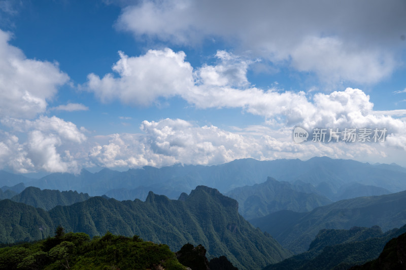 高山森林蓝天白云自然