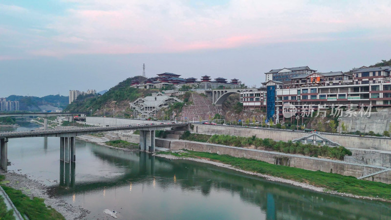 四川达州大景达州州河风光航拍摄影图