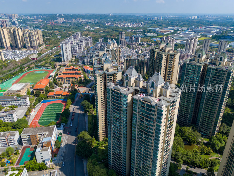 自贡新区城市建设交通航拍图