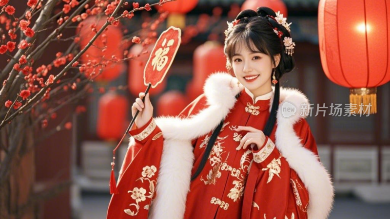 新年旗袍佳人送福