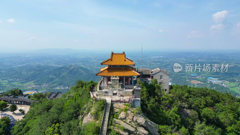 航拍湖北武汉木兰风景区木兰金顶