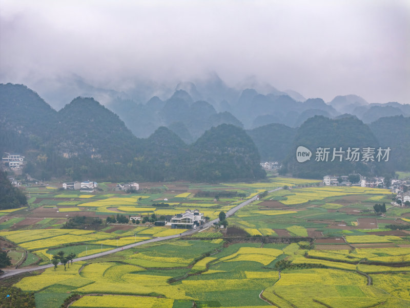 贵州黔西南布依族苗族万峰林油菜花高空航拍