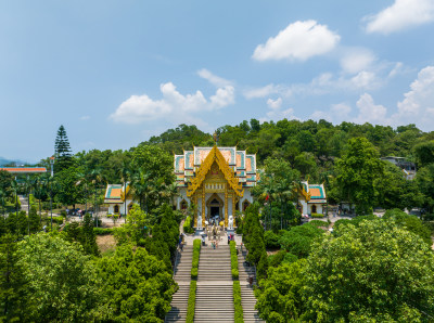 航拍夏季白天广东潮州开元寺泰佛殿风光