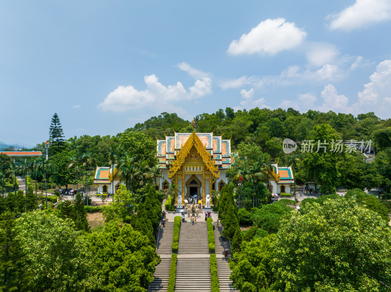 航拍夏季白天广东潮州开元寺泰佛殿风光