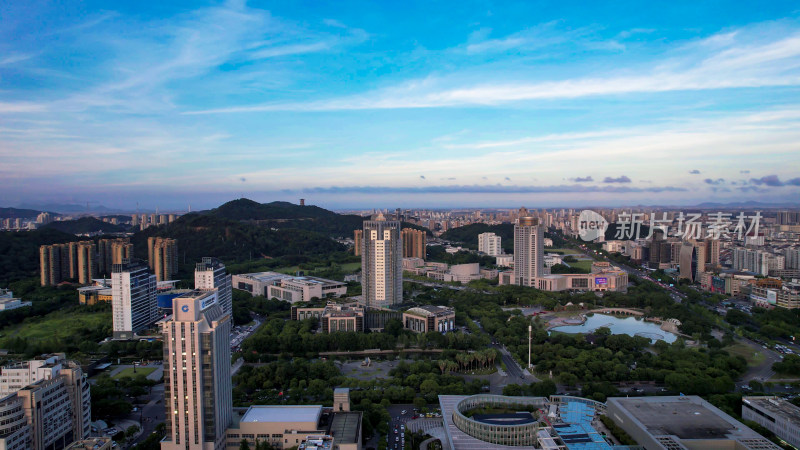 浙江台州城市建设高楼大厦航拍