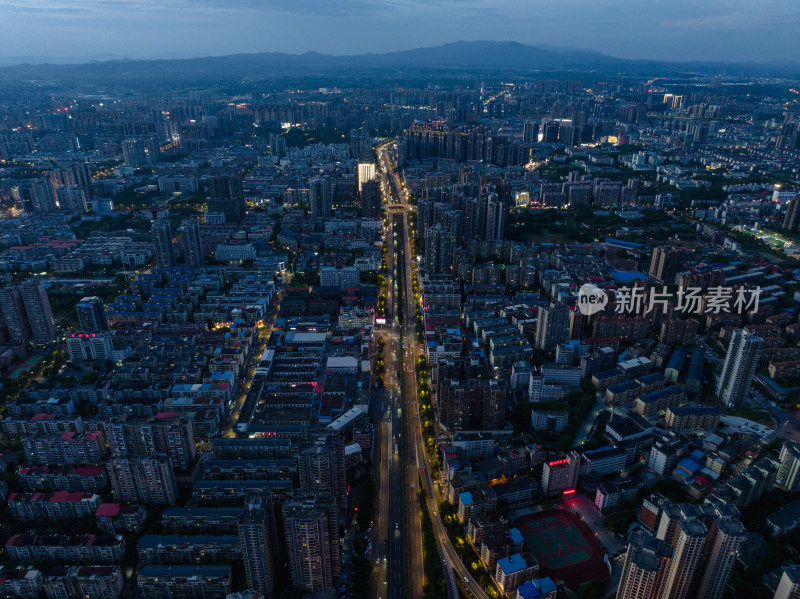 日落蓝调晚霞 航拍湖南衡阳开发区 城市风光