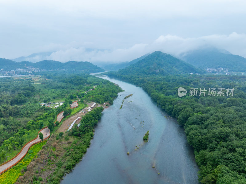 航拍浙江省温州市永嘉县楠溪江自然风光