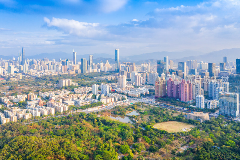 广东省深圳市福田区城市天际线白天风光