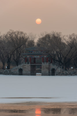 北京 颐和园雪景 北京古建雪景