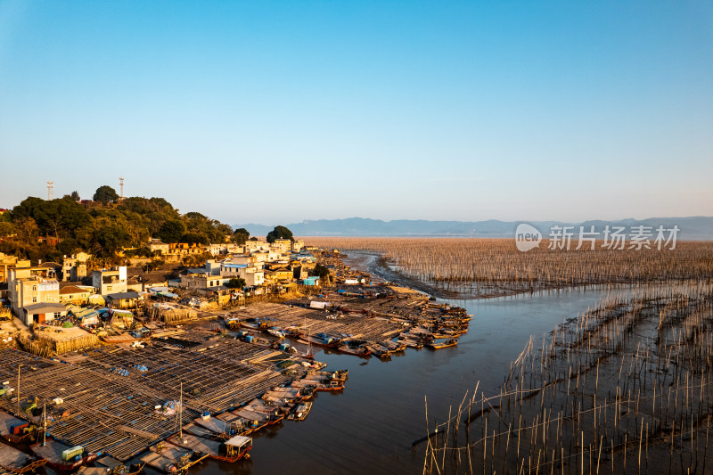 福建霞浦海岛海边滩涂日落晚霞自然风光