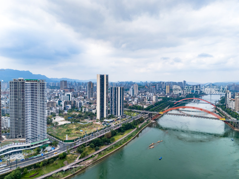 四川宜宾河流风光航拍图