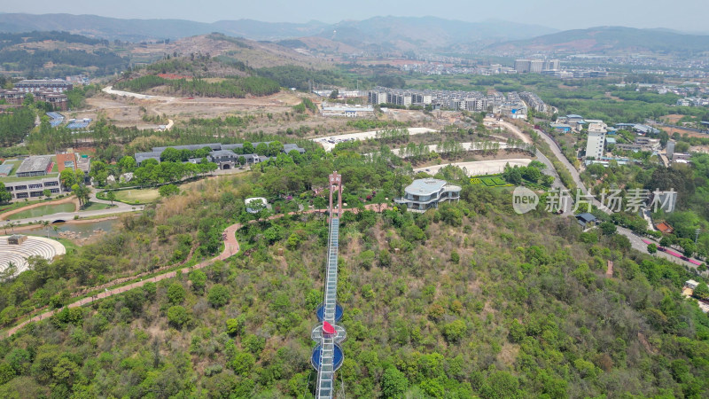 云南弥勒锦屏山风光航拍