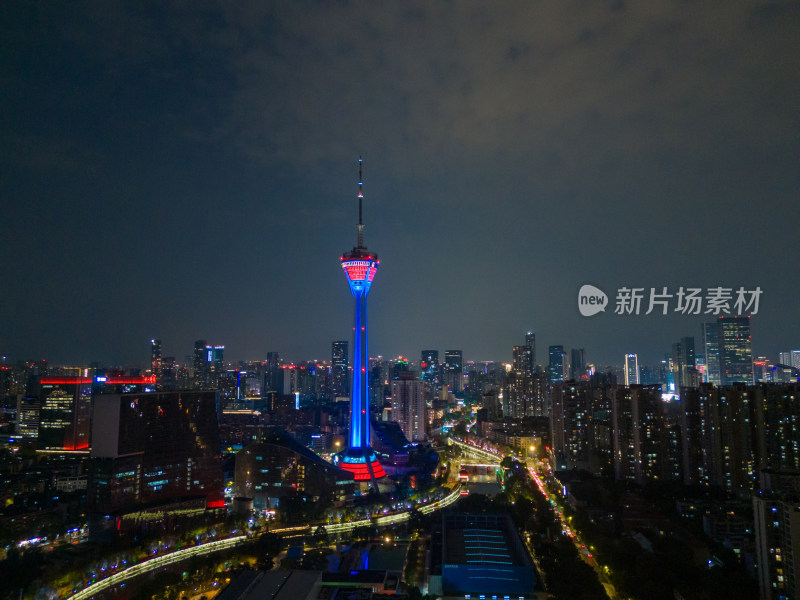 四川成都天府熊猫塔夜景