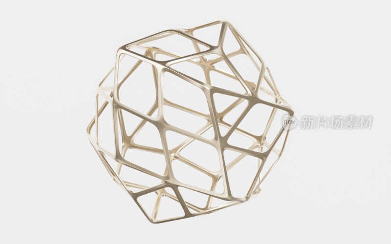抽象金属线框结构3D渲染