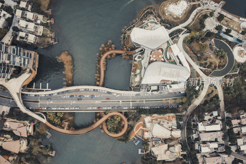 成都高端社区麓湖航拍视角全景图