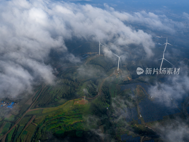 风力发电清洁能源自然风景航拍