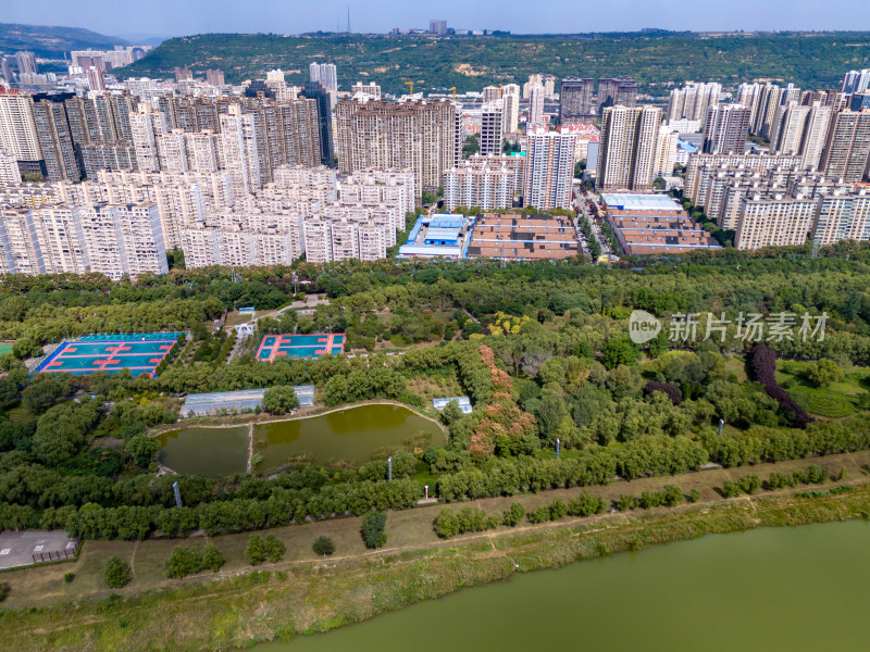 陕西宝鸡城市风光航拍图