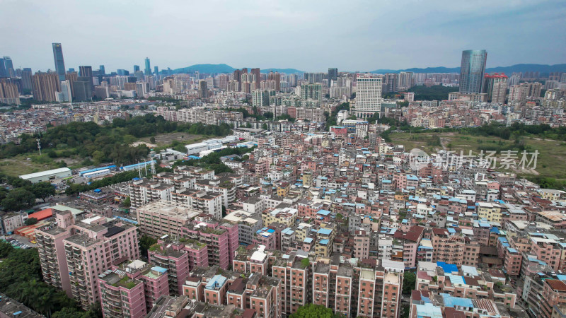 广州城市风光大景城中村航拍