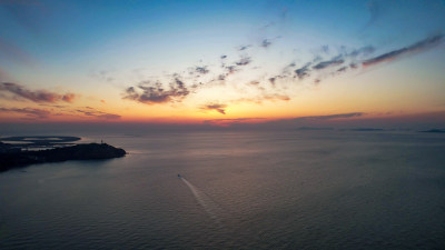 海上日出彩霞大海日落航拍