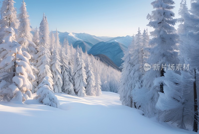 冬季森林白雪覆盖风景