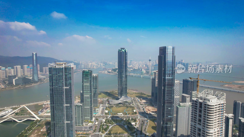 广东珠海城市商务建筑高楼大厦航拍图