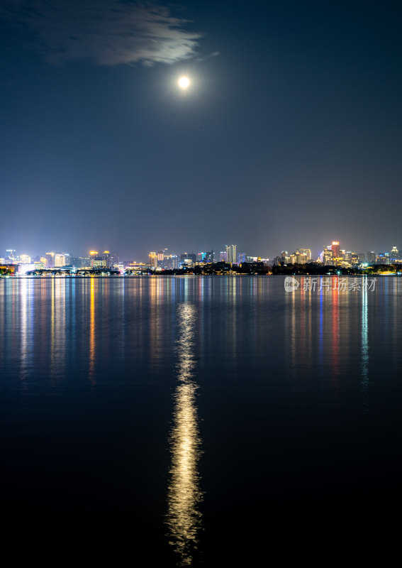 杭州西湖夜景城市建筑景观