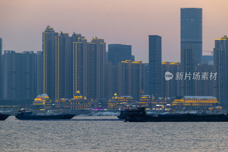 长沙滨江新城落日夜景