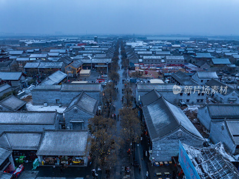 河南商丘古城雪景航拍