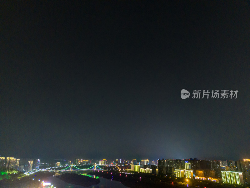 陕西宝鸡城市夜景灯光航拍图