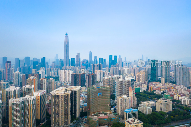 广东省深圳市福田区，城市风光，晴朗天气