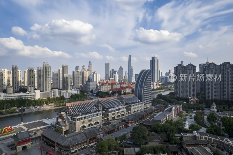 天津海河风景线古文化街码头城市风光航拍