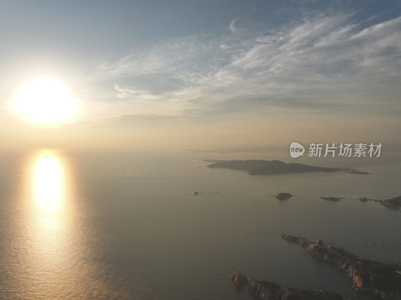 威海市猫头山环海路刘公岛山海城市风景