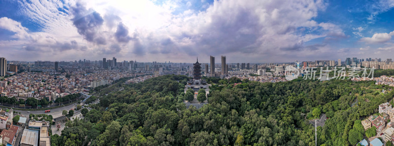 广东佛山城市风光魁星阁航拍全景图