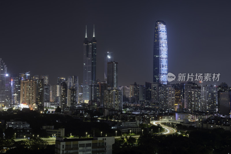 深圳罗湖地王大厦和京基100的夜景