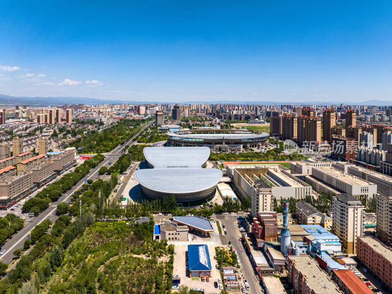 中国内蒙古呼和浩特航拍城市