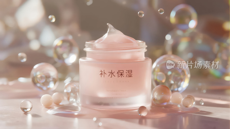 补水保湿护肤品面霜泡泡美妆广告背景