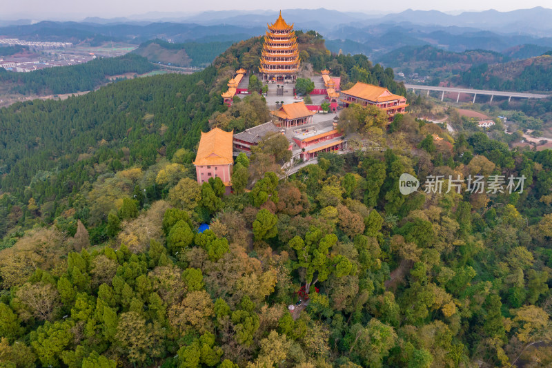 四川遂宁灵泉寺航拍摄影图