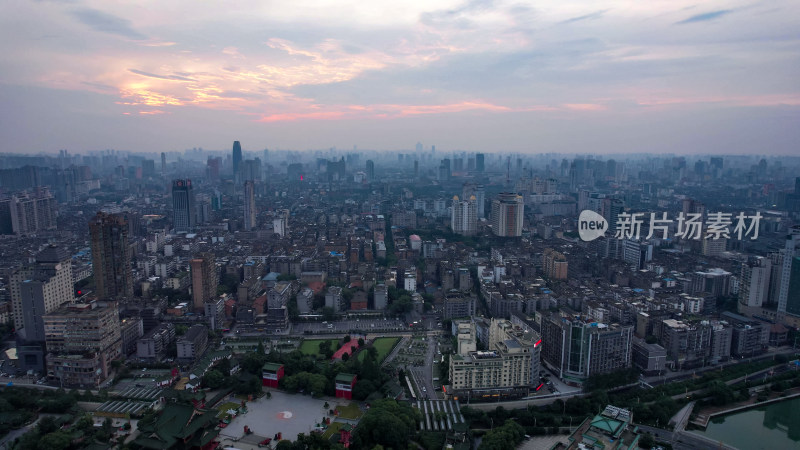 江西南昌城市大景日出彩霞航拍图