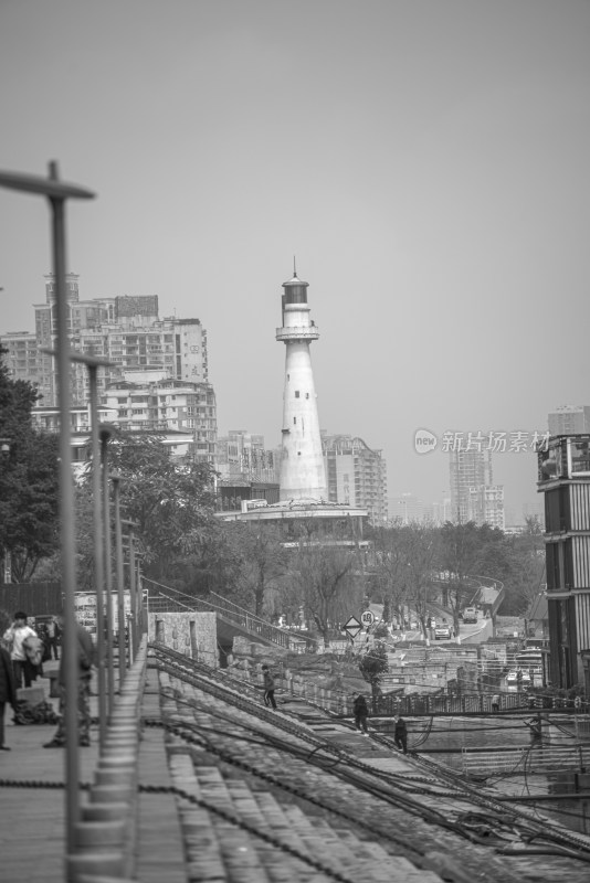 城市风景 黑白 历史感 灯塔