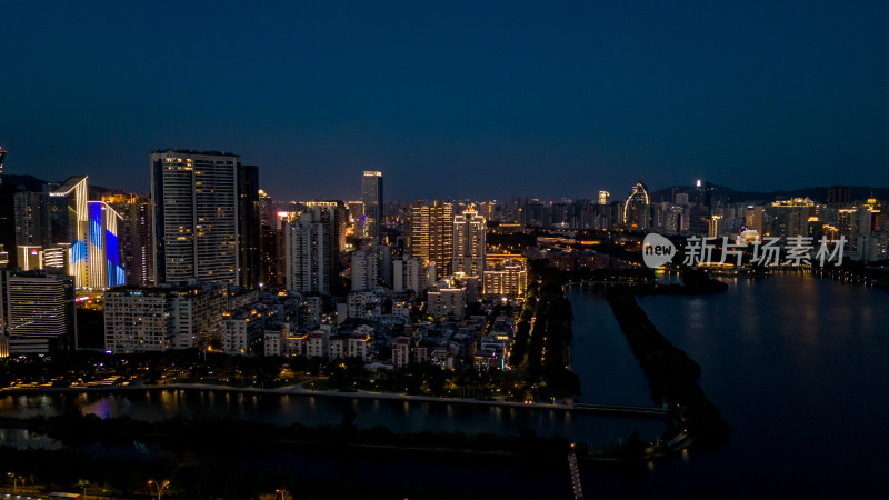 厦门城市夜景航拍图