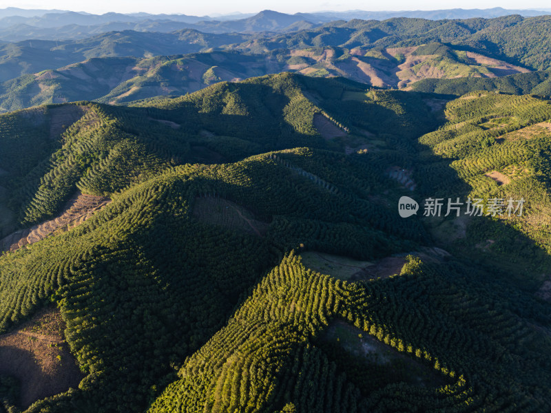 航拍层峦叠嶂的绿色山脉自然景观