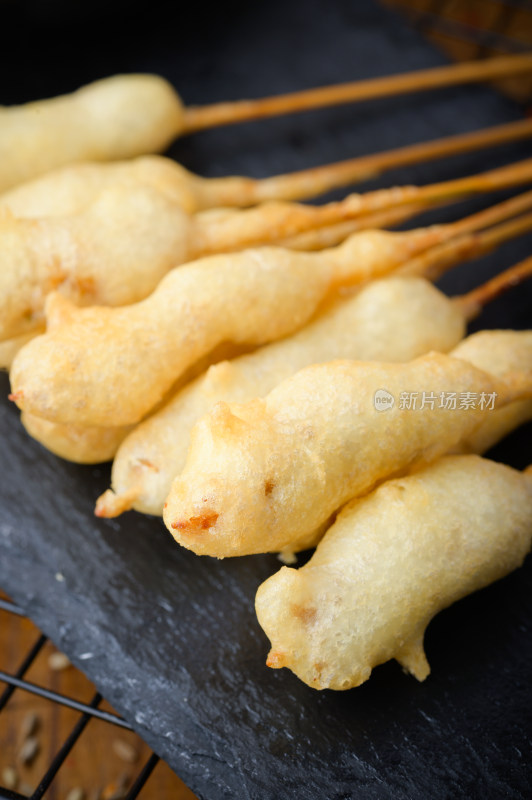 蘸酱炸物美食特写