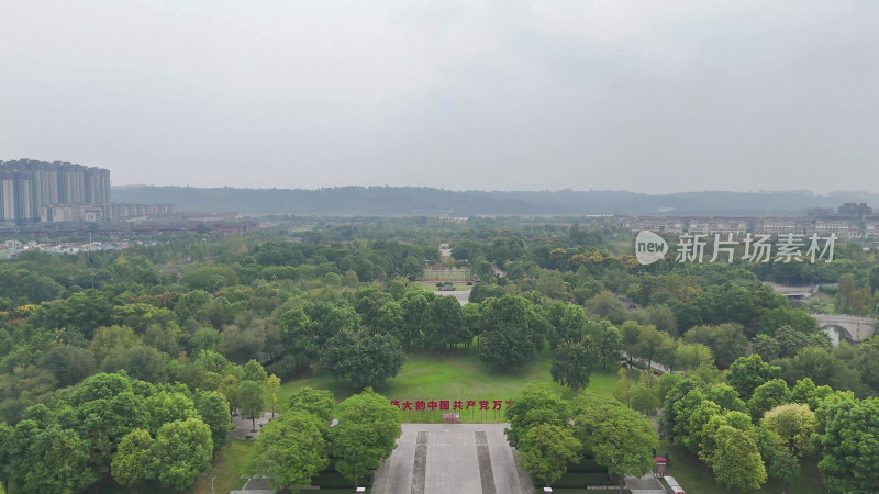 航拍四川眉山东坡城市湿地公园摄影图