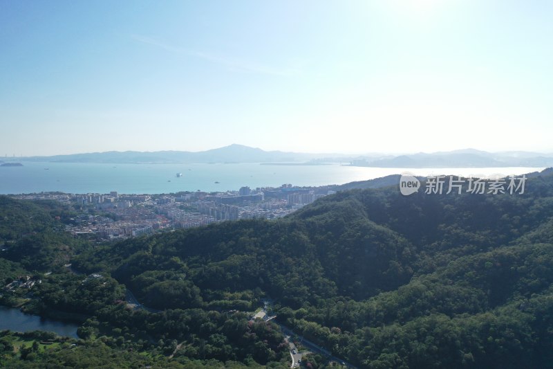 森林鸟瞰 航拍绿色森林河流 森林树木