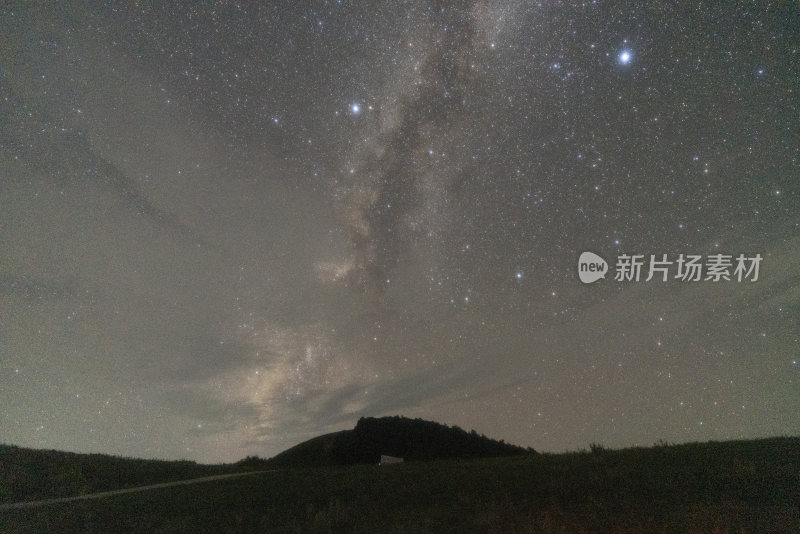 璀璨星空下的夜晚草地景象