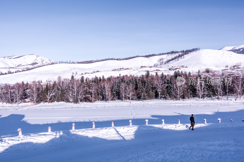 新疆阿勒泰白哈巴村冬季雪景