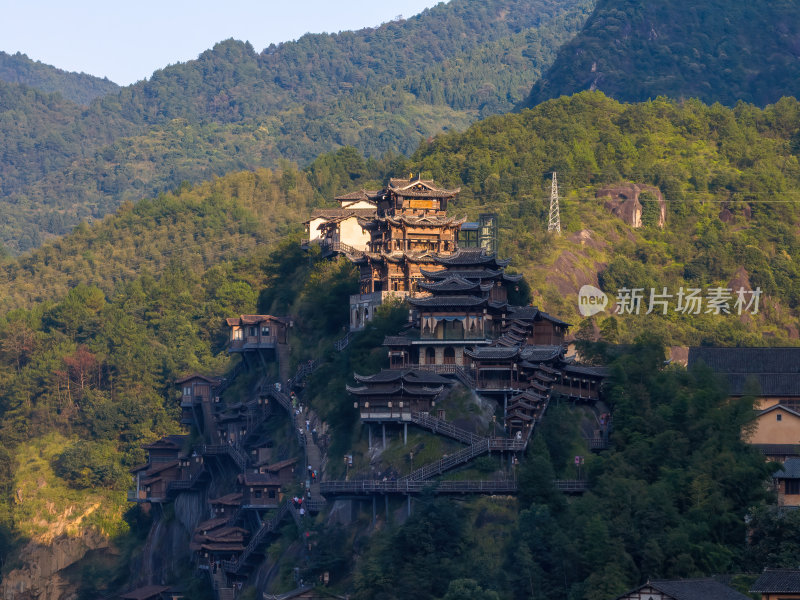 江西上饶网红景点望仙谷日出蓝调灯光航拍